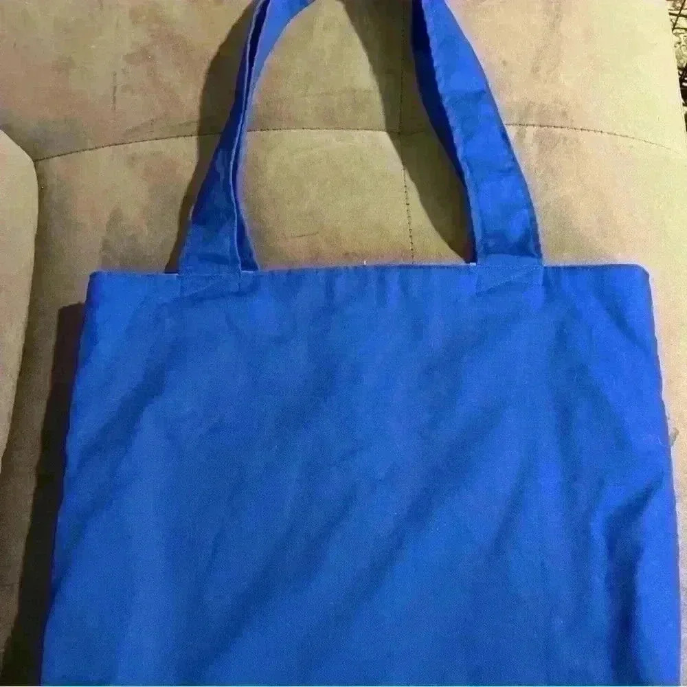 Quilted Blue Tote Bag with Animal‎ Embroidery Boho Anthropologie Style - Picture 4 of 8